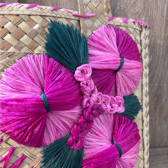 Pink Floral Woven Tote Bag - Picture 2 of 6